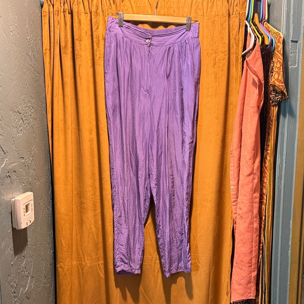 100% Silk “Genie” High-Waist Tapered Pants